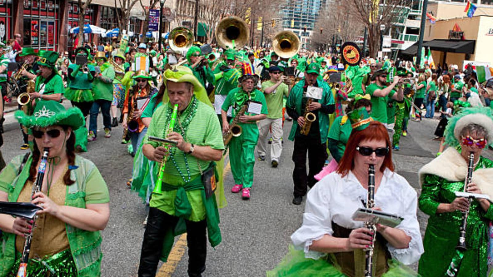 Beforehand Major US cities are green on St. Patrick's Day.