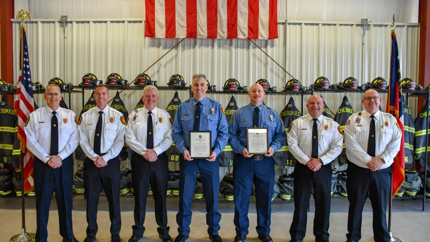 Cherokee County Promotes Two Firefighters for Dedication
